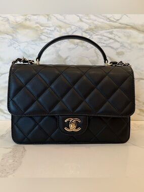 Chanel Black Flap Bag With Handle